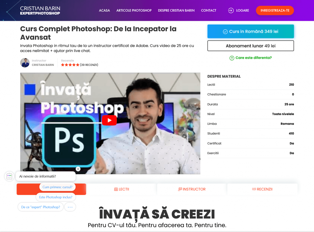Curs Photoshop Live Chat